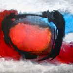 Abstrakt Rot - Blau - Schwarz Acrylmalerei auf Leinwand Bild: 100 x 70 cm