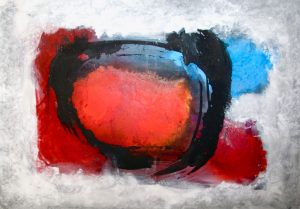 Abstrakt Rot - Blau - Schwarz Acrylmalerei auf Leinwand Bild: 100 x 70 cm